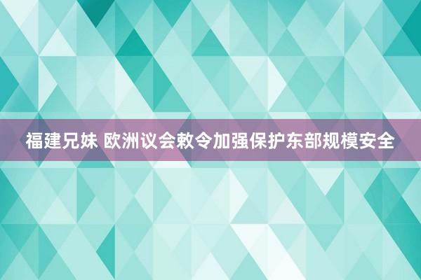 福建兄妹 欧洲议会敕令加强保护东部规模安全