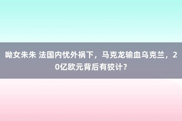 呦女朱朱 法国内忧外祸下，马克龙输血乌克兰，20亿欧元背后有狡计？