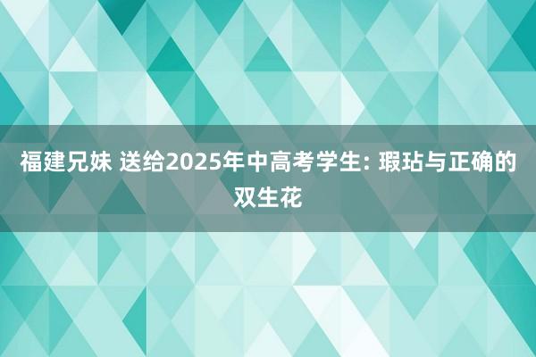 福建兄妹 送给2025年中高考学生: 瑕玷与正确的双生花
