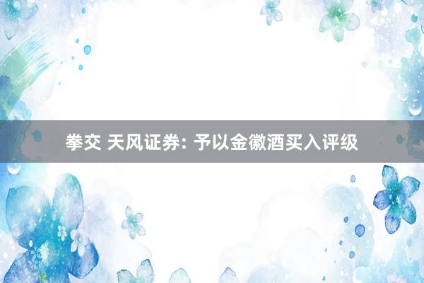 拳交 天风证券: 予以金徽酒买入评级